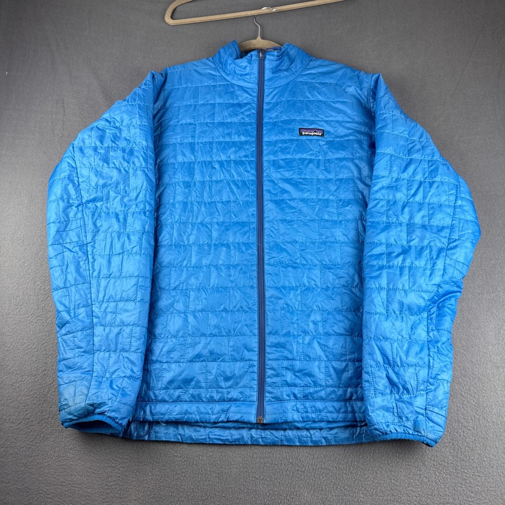 Patagonia Nano Puff Jacket Men's XL Blue Insulated Quilted Full Zip Hiking Gorp